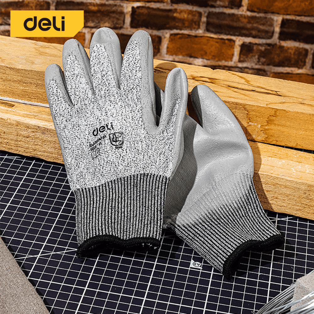 ถุงมือ DELI EDL521043L-GR-01 ไซส์L สีเทา 1คู่